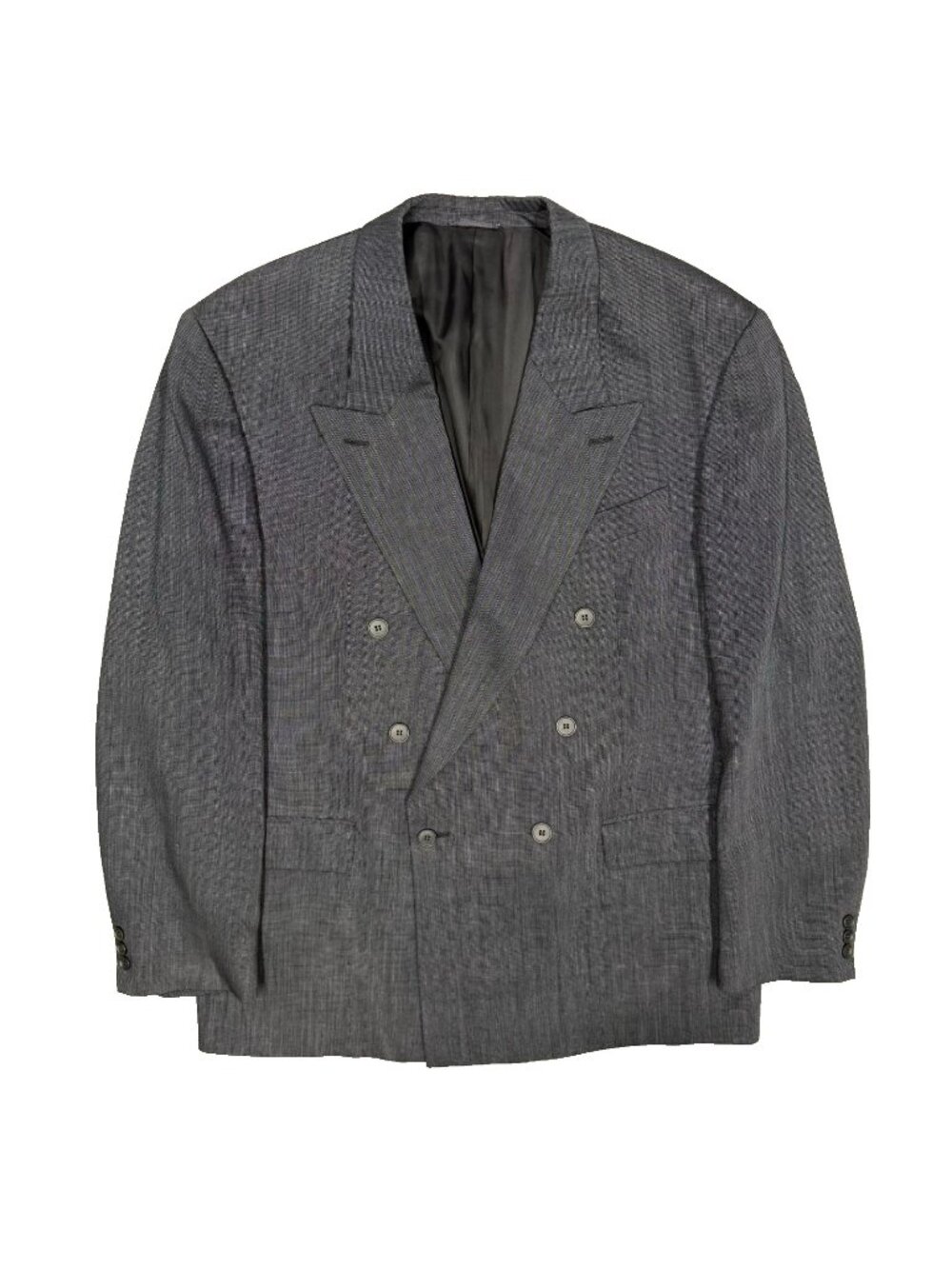 Vintage Coppley Double Breasted Blazer Wool Sport Coat Birdseye Grey 44R